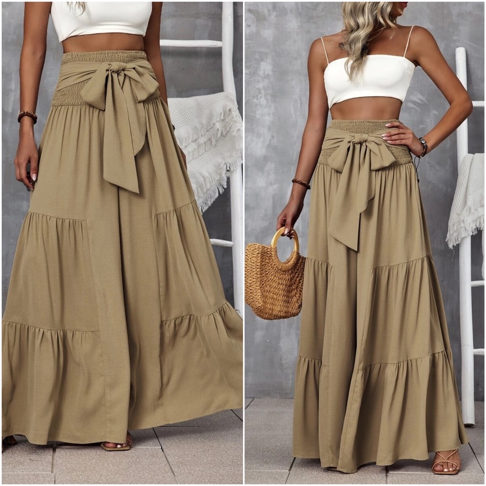 Boho High Waist Tie Wide leg Polazzo Lounge Pants - Picture 2 of 5